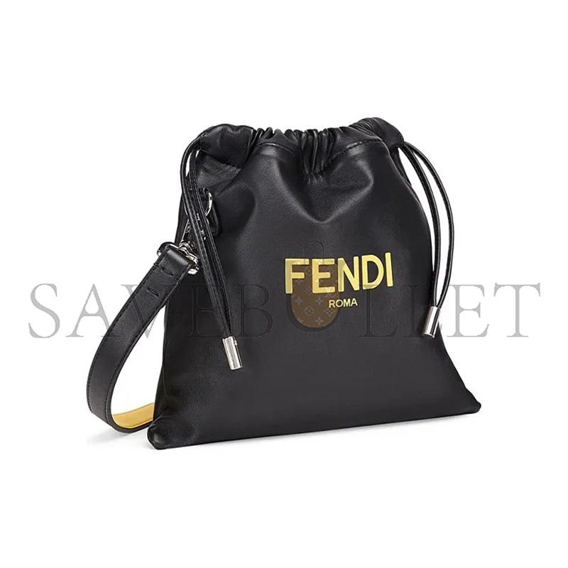 FENDI SOFT NAPPA LOGO SMALL DRAWSTRING POUCH BAG 7VA510ADM9F0R2A (24*23*2cm)